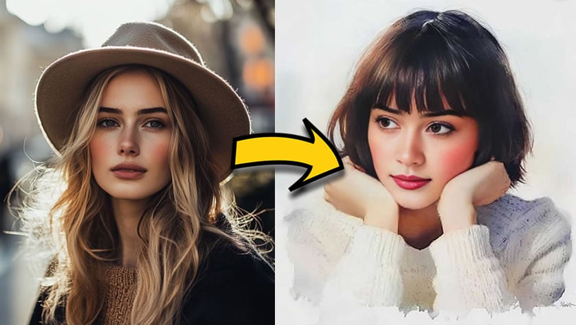 Tap the lips to reveal your portrait drawing!